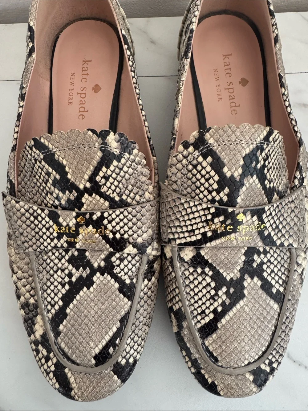 Kate Spade New York Cara Flora Snake Print Leather Loafers Size